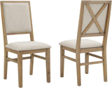 Crosley Furniture Joanna Modern Farmhouse Upholstered Wood Back Dining Chairs Set of 2, Rustic Brown/Creme Crosley Furniture