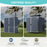 Greesum 5×3FT Plastic Outdoor Storage Shed with Floor, Resin Storaged Sheds with Lockable Door, Window & Vent, All-Weather Tool Sheds for Garden, Backyard, Patio, Dark Gray (4.7×2.5FT) Greesum