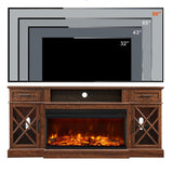 OKD 3-Sided Glass Farmhouse Fireplace TV Stand for TVs up to 80'', Highboy Entertainment Center with Glass Door Storage Cabinet, 70'' Large TV Stands with 36'' Electric Fireplace, Reclaimed Barnwood OKD