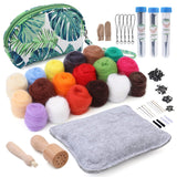 Needle Felting Kit, Needle Felting Starter Kit with Exquisite Green Storage Bag, Wool Roving 18 Colors Set, Needle Wool Felting Tools Kit, Wool Felt Tools for Felted Animal Needle Felting Supplies IMZAY