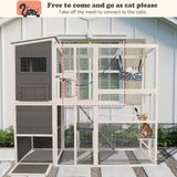 QUYZE Catio Outdoor Cat Enclosure, Large Outdoor Cat House for Mulitiple Cats, 4 Tiers Walk in Catio for Cats Outdoor Patio, 4 Tiers Cat Houses with Weatherproof Roof, Hanging Hammock, Bridge QUYZE