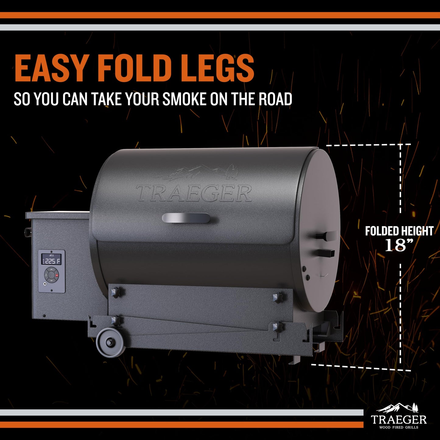 Traeger Grills TFB30KLF Tailgater 20 Portable Electric Wood Pellet Grill and Smoker – Foldable Legs, 6-in-1 Versatility, 300 sq. in. Cooking Space for Tailgating, Camping, and Outdoor BBQ