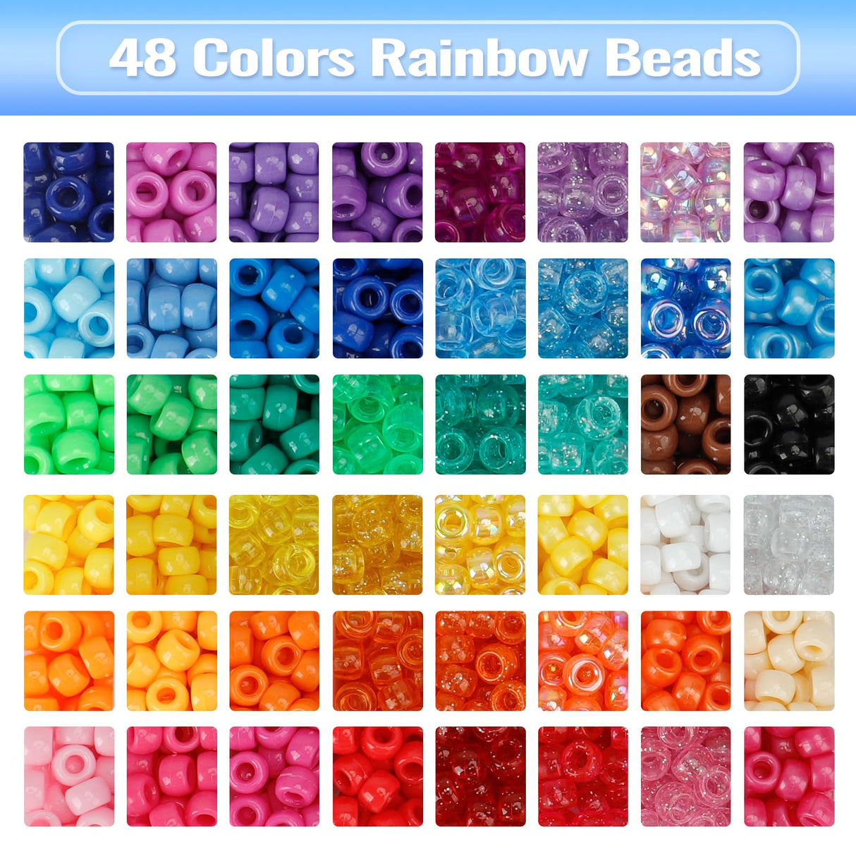 Quefe 3960pcs Pony Beads for Friendship Bracelet Making Kit 48 Colors Kandi Beads Set, 2400pcs Plastic Rainbow Bulk and 1560pcs Letter Beads with 20 Meter Elastic Threads for Craft Jewelry Necklace QUEFE