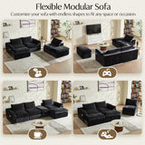 Vamcheer Modular Sectional Cloud Couch, Utra Soft U Shaped Couch with 2 Movable Ottoman, Deep Seat Boneless Couches for Living Room Bedroom, No Assembly Required, Black Vamcheer