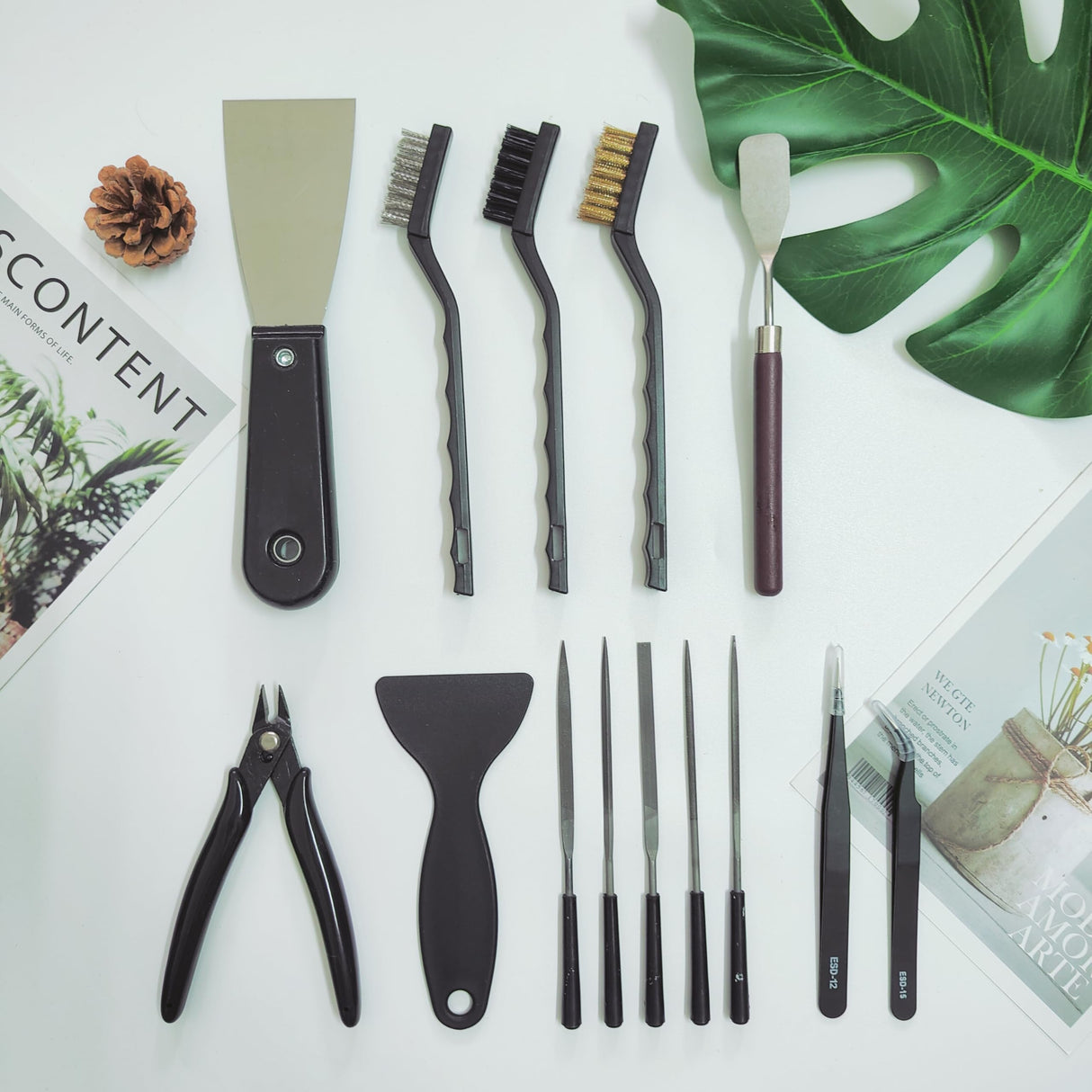 24Pcs 3D Printer Tools Kit, 3D Printer Accessories Removal Tools Includes Nozzle Cleaning Kit, Putty Knife Scraper, Brushes, Tweezers, Diamond Files for 3D Prints Cleaning Finishing Lankki