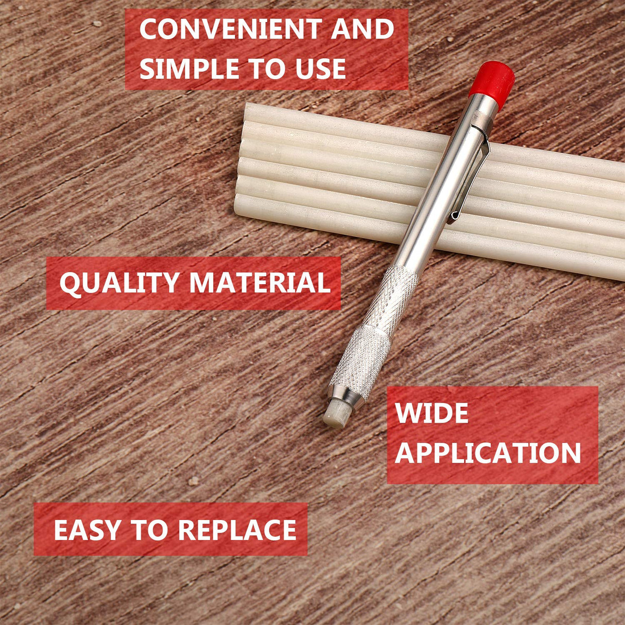 Mudder 2 Pieces Soapstone Pencil Holders Round Soapstone Marker Chalk Pencil with 12 Pieces Refills for Welding Tools and Markers Removable Markings on Metal, Aluminum, and Cast Mudder