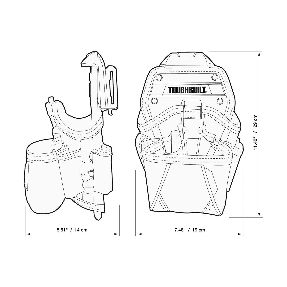 ToughBuilt - Drill Holster Specialist - Covered Accessory Pocket, 15 Pockets, 7 Drill Pockets & 2 Screw Driver Loops, Carabiner Attachments Loops (Patented ClipTech Hub & Work Belts) (TB-CT-20-LX) ToughBuilt