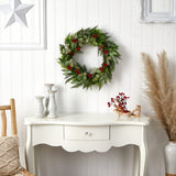 Nearly Natural 24in. Cedar, Eucalyptus and Berries Artificial Christmas Wreath Nearly Natural