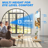 Rfiver Rolling TV Stand for 32 to 70 Inch TVs, Modern Portable Corner TV Stand with Upgraded Wheels, 9 Levels of Height & ±30° Swivel Adjustable Mobile TV Stand for Bedroom, Corner, Small Dorm, White Rfiver