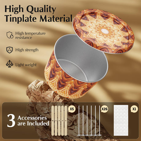 Happyhube Empty Candle Tins - 24 Pack 2.2 oz Metal Containers, DIY Candle Making Kits, Travel-Friendly Rust-Proof Tins with Lids (24 Patterns Jars) Happyhube