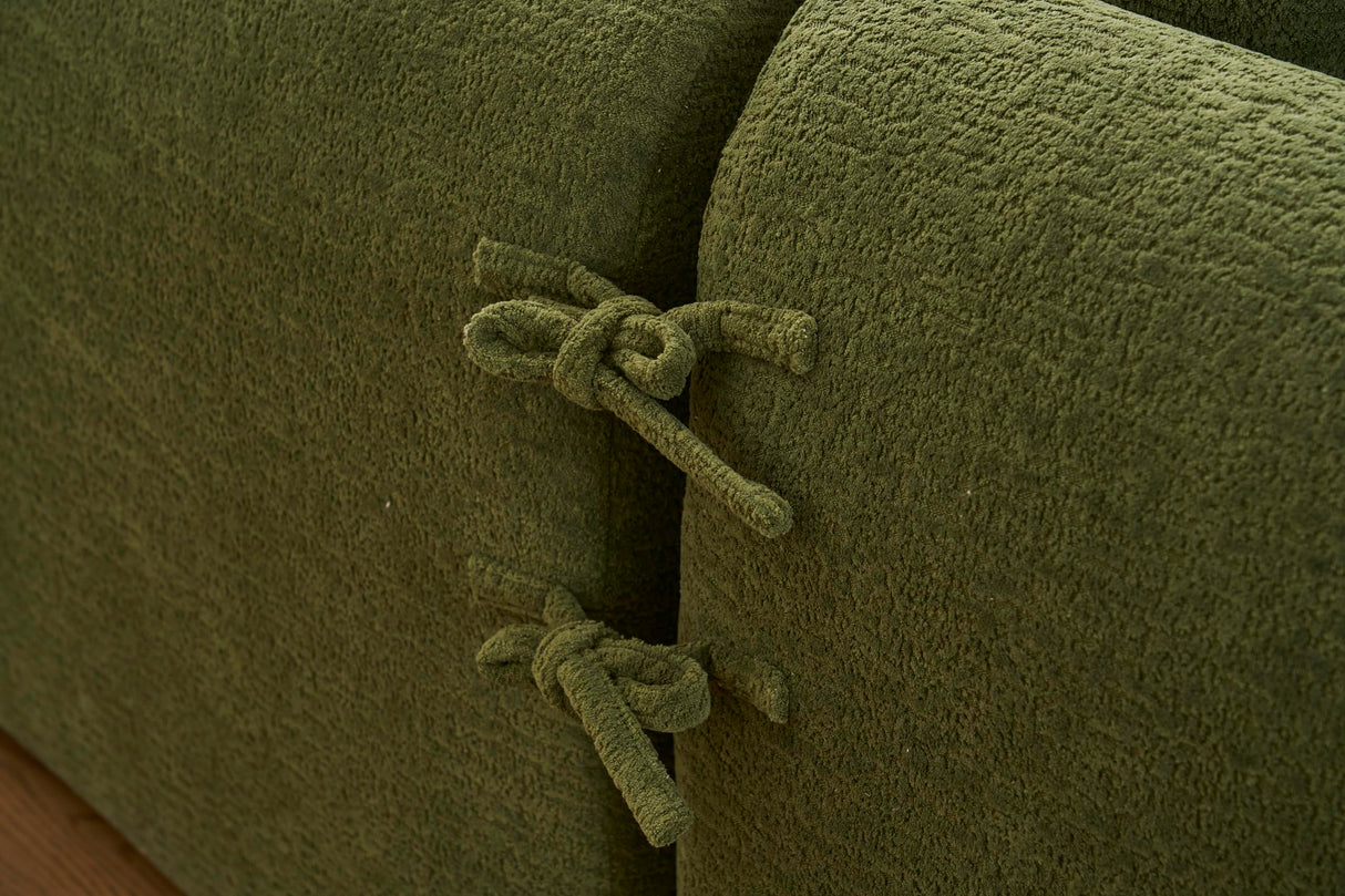 99" Oversized Curved Sectional Sofa with Chaise, Modern L-Shaped Chenille Cloud Couch, Extra Wide Deep Seat 4-Seater Couch with Pillows for Living Room, Apartment, or Home Theater, Green TTK