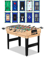 12-in-1 Game Table - 48" Combo Game Table, Ping Pong Table, Foosball Table, Air Hockey Table, Pool Table - Sports Arcade Games with Accessories - Ideal for Game Rooms and Family Game Nights! Rioloiuy