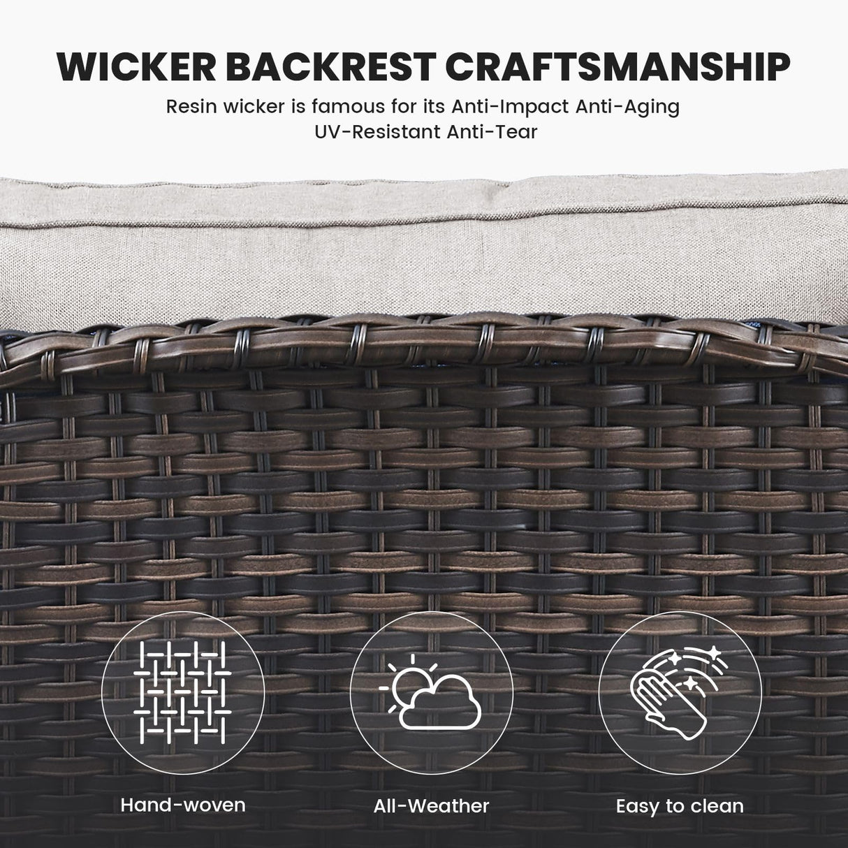 Belord Outdoor Furniture 3-Seater Rattan Sofa Patio Wicker Sofa Couch Furniture Set with Washable Cushions Belord