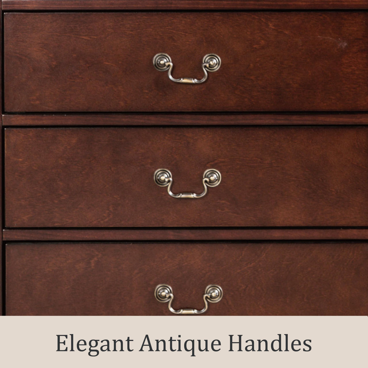 Furniture of America Arabella Traditional 6 Double Dresser with Antique Nickle Handles, Freestanding Storage Cabinet, No Assembly Wooden Chest of Drawers for Bedroom, Living Room, Cherry Furniture of America