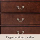Furniture of America Arabella Traditional 6 Double Dresser with Antique Nickle Handles, Freestanding Storage Cabinet, No Assembly Wooden Chest of Drawers for Bedroom, Living Room, Cherry Furniture of America