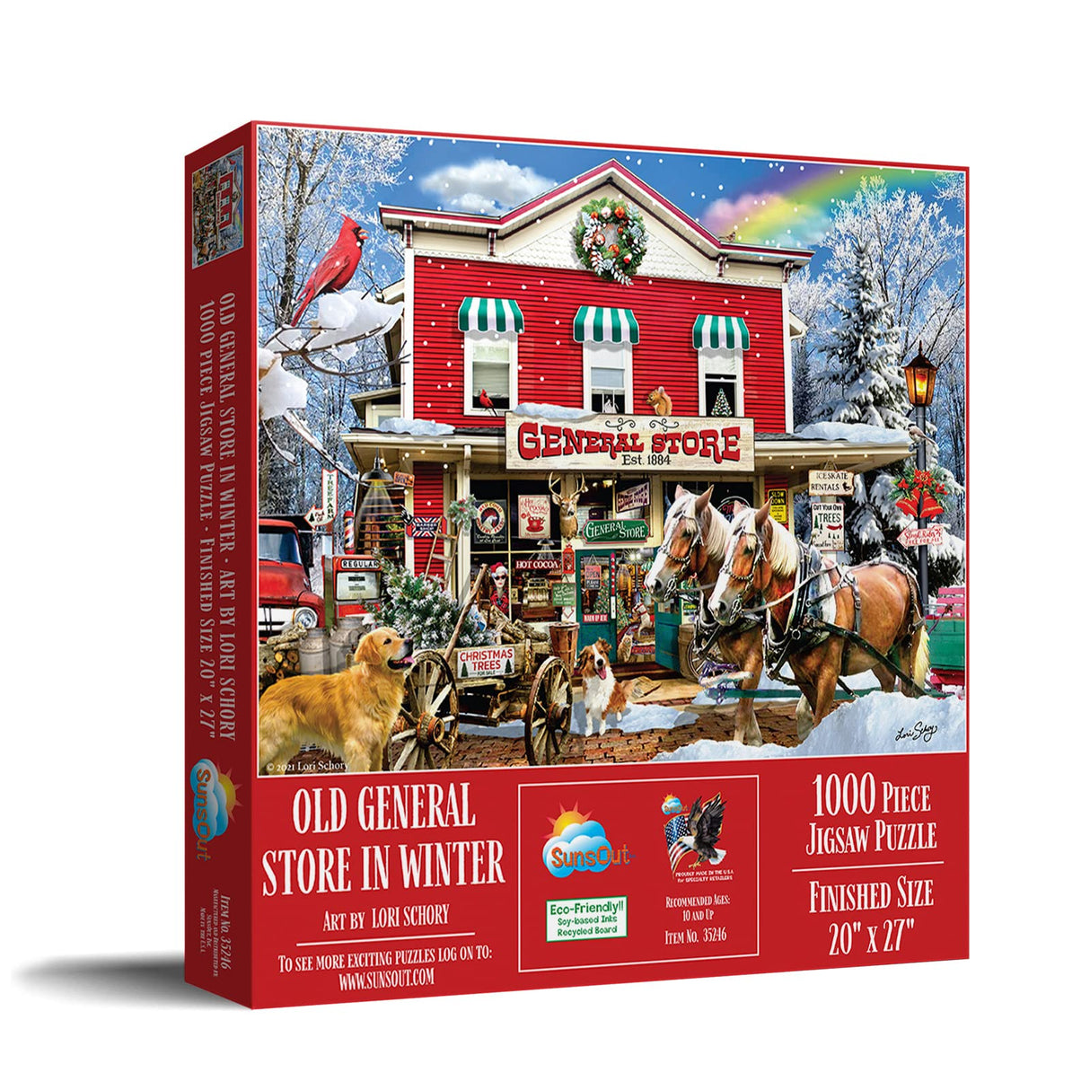 SUNSOUT INC - Old General Store Winter - 1000 pc Jigsaw Puzzle by Artist: Lori Schory - Finished Size 20" x 27" - MPN# 35246 SunsOut