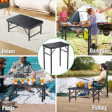 GARLLEN 2ft Folding Camping Table, 3 Adjustable Height Lightweight Picnic Table, Portable Aluminum Grill Table (22.8" L x 15.7" W) for Outdoor, Camping, BBQ, Black GARLLEN