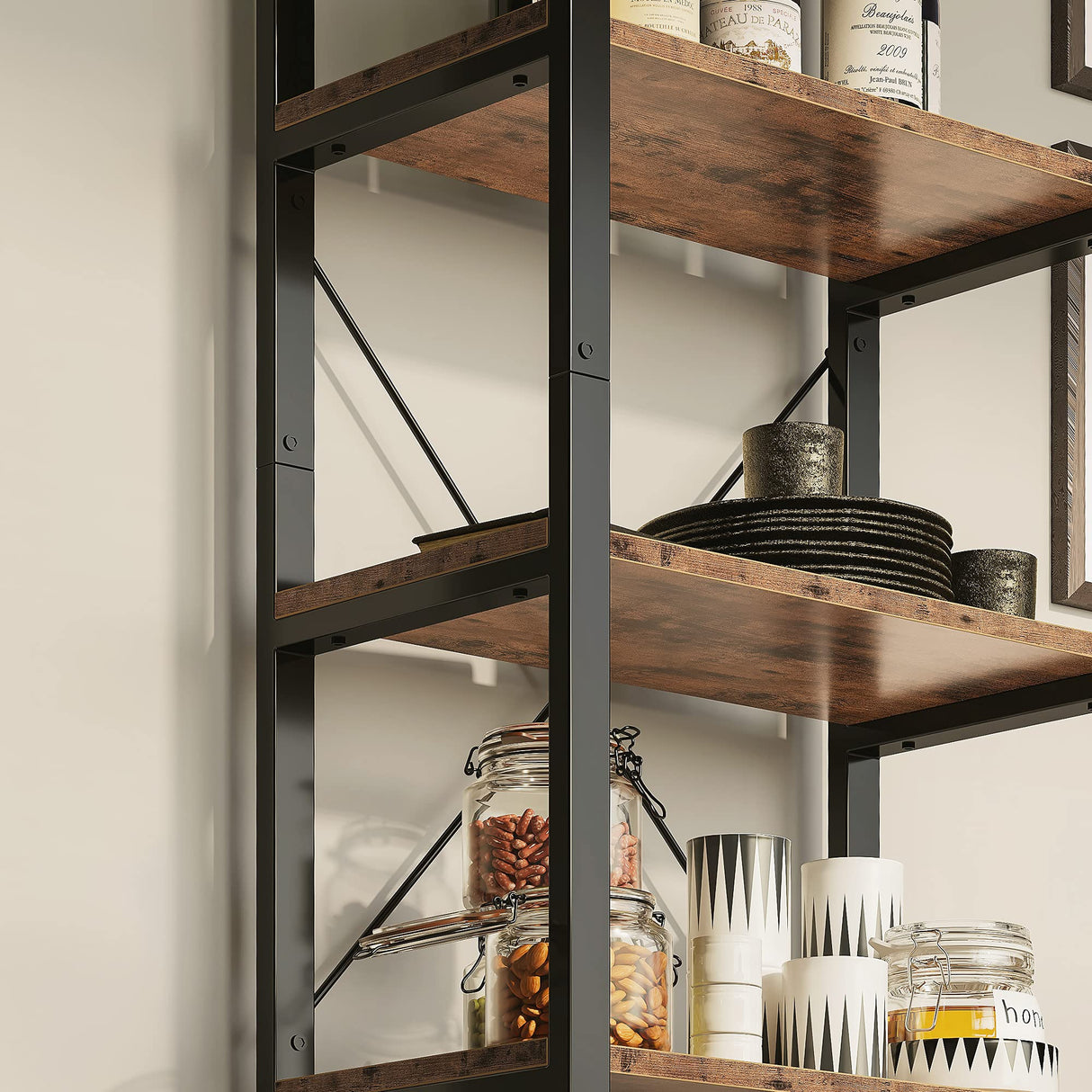 IRONCK Vintage Industrial 6-Tier Ladder Bookshelf - Durable Display Shelf for Home or Office IRONCK