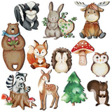 12 Pcs Wooden Animal Cutout Shapes Forest Painted Woodland Decorations Animals Wood Table Centerpieces Woodland Creature Decor for Craft Party Supplies Birthday Favors Cake Decor Feekoon