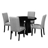 Merax 5-Piece Round Dining Table Set, Modern 4 Upholstered Chairs for Living,Kitchen Room, 43 Inch, Grey+Black Merax