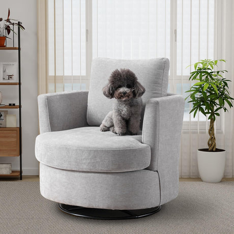 Chifee & Vingol 32" Chenille Swivel Barrel Chair Upholstered Round Chair,Light Grey Chifee & Vingol