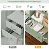 FINETONES 71" Tall Bookshelf with 4 Drawers, 6-Tier Double Wide Bookshelves and Bookcases with Storage, Green Bookshelf Large Open Bookshelves Standing Book Cabinet for Home Office FINETONES