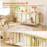 MAHANCRIS Dog Crate Furniture for 2 Dogs, 43.3" Dog Kennel with Removable Divider, Heavy Duty Wooden Dog Kennel for Small Medium Dog, Indoor Dog Cage End Table with Double Doors, White DCJW1201 MAHANCRIS