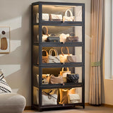 5-Tier Display Cabinet with Acrylic Doors, 67.5" Transparent Curio Display Case for Figures, Collectibles Toy Organizers Rack & Display Shelf, Kids Bookcase for Home, Office, Playroom, Living Room IHGSSKD