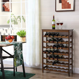 SONGMICS 42-Bottle Wine Rack Free Standing Floor, 7-Tier Display Wine Storage Shelves with Table Top, Bamboo Wobble-Free Bottle Holder for Kitchen Bar Dining Room Living Room, Walnut Color UKWR27WL SONGMICS