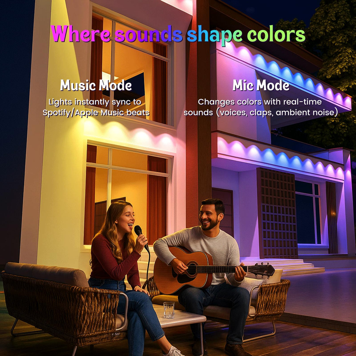 Permanent Outdoor Lights, 150FT RGB Outdoor Lights for House Decor, Smart Eaves Lighting, Extendable LED Strip with IP67 Waterproof, Music Sync, APP/Voice/Remote Control, Alexa/Google Compatible Fitop