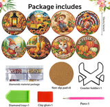 8 Pcs Fall Diamond Art Painting Coasters Kits,Thanksgiving Day Coaster with Holder for Adults, Non-Slip DIY Dot Paint Craft Kits,5D Full Drill DIY Diamond Dot Gem Art Kit Home Decor Arts Craft NEGEKFKX
