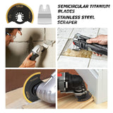 18 PCS Titanium Oscillating Tool Saw Blades with Stainless Steel Scraper and Semicircle Blades Kit, Universal Multi Tool Blades for Light Metal Sheet Pipe and Wood (NOT for Star Lock Interface) KELIN