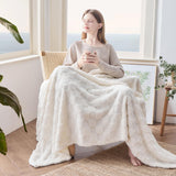 NEWCOSPLAY Super Soft Throw Blanket Ivory Premium Silky Flannel Fleece 3D Checkered Lightweight Bed Blanket All Season Use (Ivory Checkered, Throw(50"x70")) NEWCOSPLAY