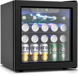 Feelfunn Beverage Refrigerator Cooler - 12 Bottle 50 Can Mini Fridge with Glass Door, Soda Wine Beer Drink Fridge - Small Refrigerator for Office Home Bedroom Dorm Bar, 1.3 Cu.Ft, Black Feelfunn