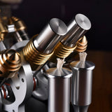 4-Cylinder Hot Air Stirling Engine Model Kit with Generator,Ready-to-Start Full Metal Kit,Stainless Steel Heating Tube & Copper Head,Precision CNC Parts,for Physics Demo & Engineering Collection KAIJIENOO