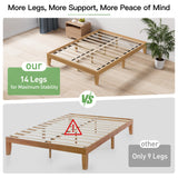 COLAMY 12 Inch Queen Size Platform Bed Frame，Sturdy Wood Bed Frame with Wood Slat Support, No Box Spring Needed, Easy Assembly（Rustic Pine） COLAMY