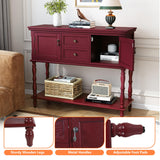 ARTPOWER Console Table with 2 Door, Open Storage Shelf and Retro Entryway Table with 2 Drawers Cabinets, Accent Table, Behind Couch Table for Living Room, Foyer and Hallway, Red ARTPOWER
