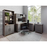 Realspace® Koru 60"W Hutch For Koru L-Shaped Or Straight Computer Desks, Two-Tone Slate/Gray Oak Realspace