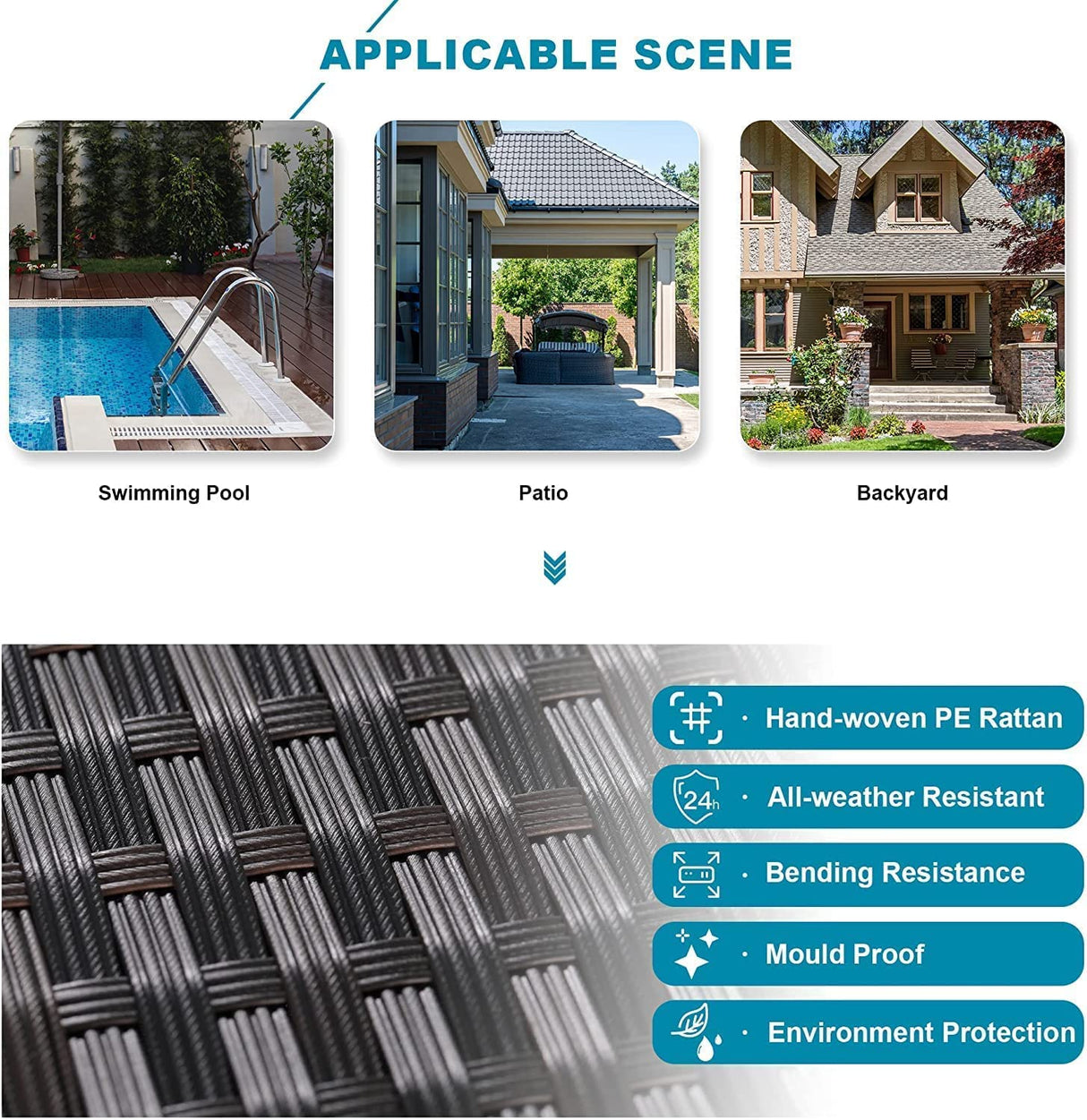 Kullavik 15 Pieces Outdoor Patio Furniture Set with 43" Gas Propane Fire Pit Table PE Wicker Rattan Sectional Sofa Patio Conversation Sets,Blue Cushions Kullavik