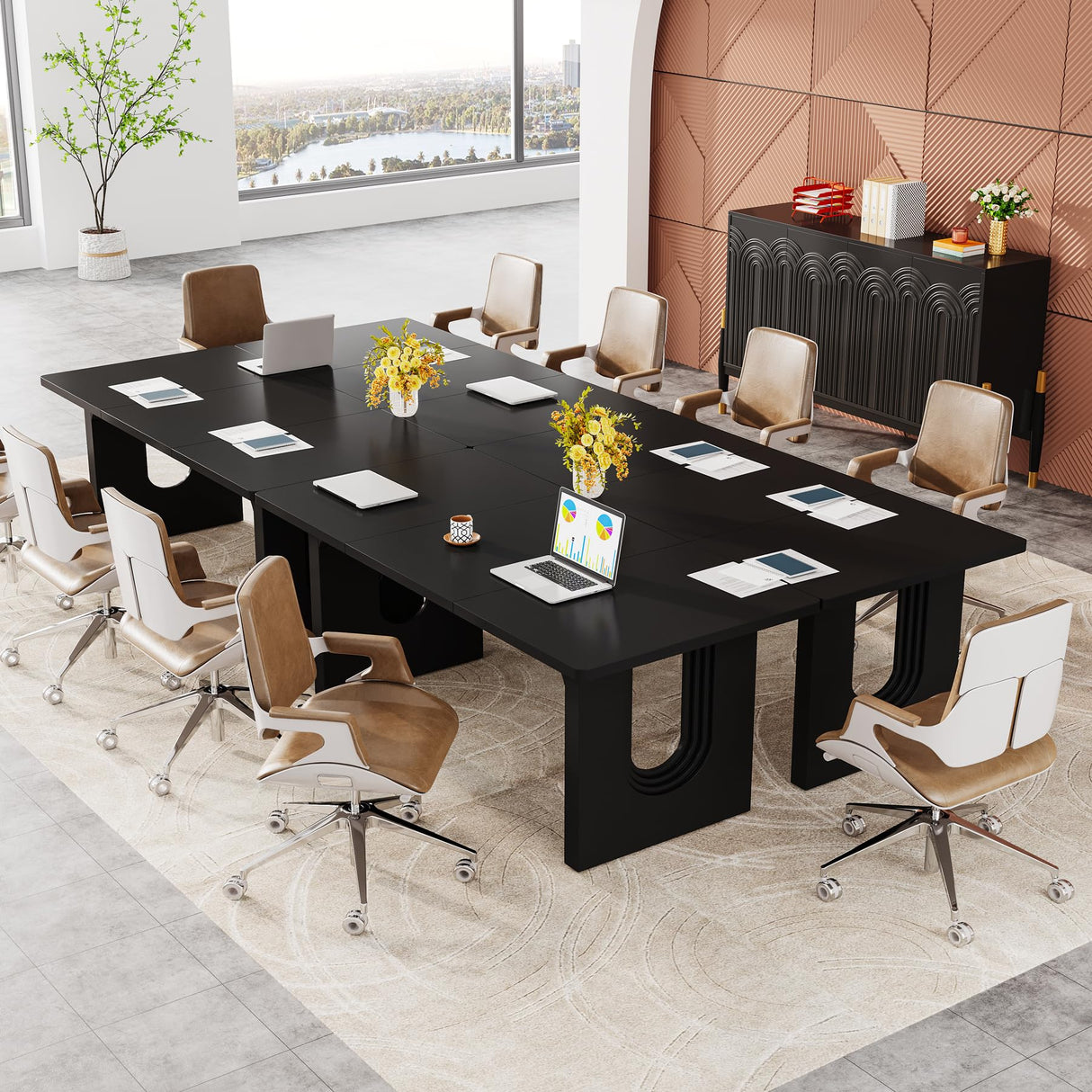 Tribesigns Modern Executive Desk, 70.9" Large Office Computer Desk, Conference Table Meeting Room Table, Simple Workstation Business Furniture for Home Office, Black Tribesigns