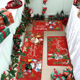 Drydiet 3 Pcs Christmas Kitchen Rugs and Mats Set Xmas Winter Farmhouse Non Slip Rugs Christmas Snowman Candy Holly Berries Floor Mats for Kitchen Home Hallway Holiday Decor, 17 x 29 and 17 x 47 Inch Drydiet
