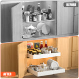 DEKAVA 2 Pack Pull Out Cabinet Organizer Expandable, Adhesive with Nano Film, Pull Out Drawers for Cabinets in Kitchen, Pantry or Bathroom (White, 21" DEEP) DEKAVA