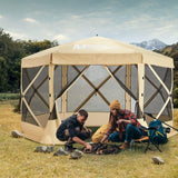 MASTERCANOPY Portable Screen House Room Pop up Gazebo Outdoor Camping Tent with Carry Bag(12x12, Beige) MASTERCANOPY