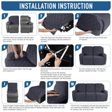 TAOCOCO Recliner Sofa Covers Stretch Reclining Couch Cover, Jacquard Recliner Couch Cover for 3 Seat Furniture Protector Sofa Slipcovers with Elastic Bottom for Kids, Pets (Dark Grey) TAOCOCO