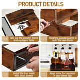 Menkxi Coffee Syrup Rack Liquor Bottle Display Shelf 6/12 Bottles Wood Liquor Shelf with Fences Liquor Cabinet for Liquor Whiskey Wine Coffee Syrup Display(2 Tier) Menkxi