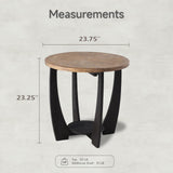COZAYH Rustic Farmhouse End Table with Storage Shelf, French Country Accent Side Table for Family, Dinning or Living Room, Small Spaces, Modern, Round COZAYH