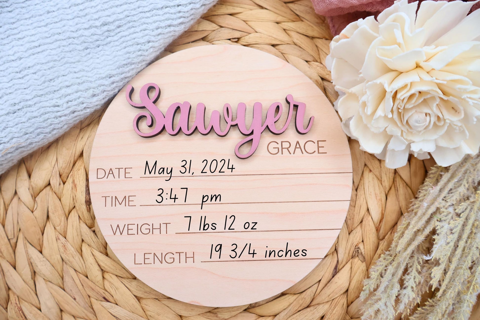 Personalized 3D Baby Name Announcement, Custom Newborn Baby Name Hospital Photo Prop, 30 Colors, Custom Welcome New Baby Name Sign For Hospital - WoodArtSupply