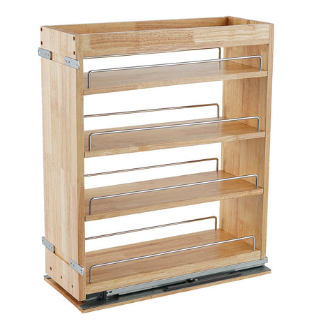 DINDON Pull Out Spice Rack Cabinet Organizer, (8" W x 21.9" D x 25.2" H) Multi-Use Soild Wood Pull Out Cabinet Organizer Slide Out Shelf Sliding Base Cabinet Storage Organization DINDON