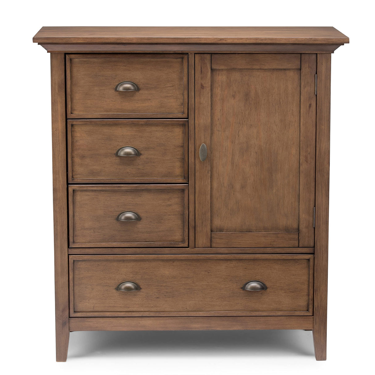 SIMPLIHOME Redmond SOLID WOOD 39 inch Wide Transitional Medium Storage Cabinet in Rustic Natural Aged Brown with 3 Small Drawers, 1 Large Drawer SIMPLIHOME