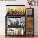 Welfuturer 20 Gallon Aquarium Stand with Power Outlets Fish Tank Stand with 3 Drawers Metal Frame Heavy Duty Reptile Tank Stand with 3-Tier Storage Shelves,Left/Right Assembly, Adjustment Height Welfuturer